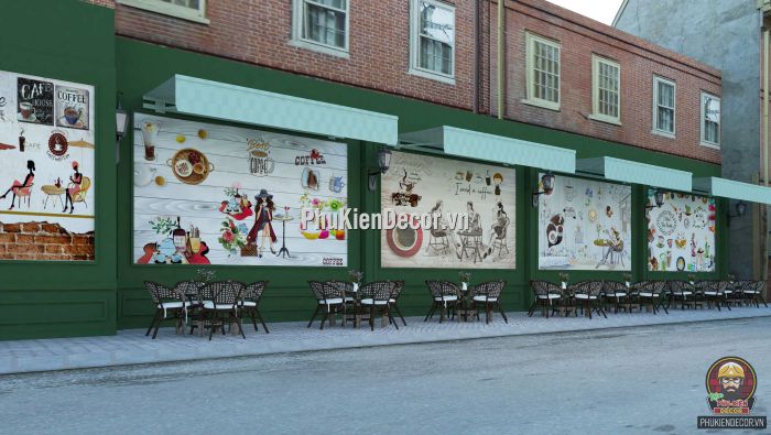 Tranh dán tường 3D quán Trà sữa Văn phòng đẹp Tranh dán tường 3D quán Trà sữa Văn phòng đẹp