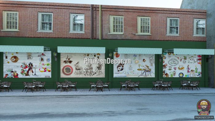 Tranh dán tường 3D quán Trà sữa Văn phòng đẹp Tranh dán tường 3D quán Trà sữa Văn phòng đẹp