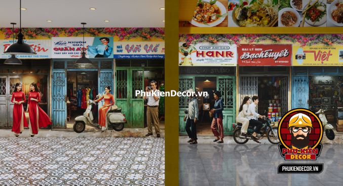 Tranh dán tường 3D chủ đề Sài Gòn xưa Mẫu tranh 3D đẹp nhất tái hiện khung cảnh Sài Gòn xưa – từ xe lam đến nhà phố cổ.