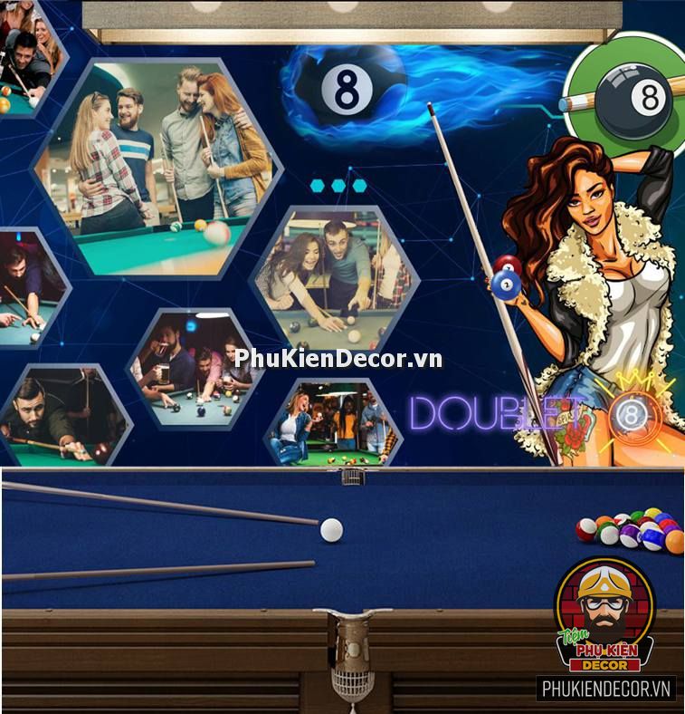 Tranh dán tường 3D Tiệm Bida kiểu Văn phòng phong cách Lịch sự Tranh dán tường 3D Tiệm Bida kiểu Văn phòng phong cách Lịch sự