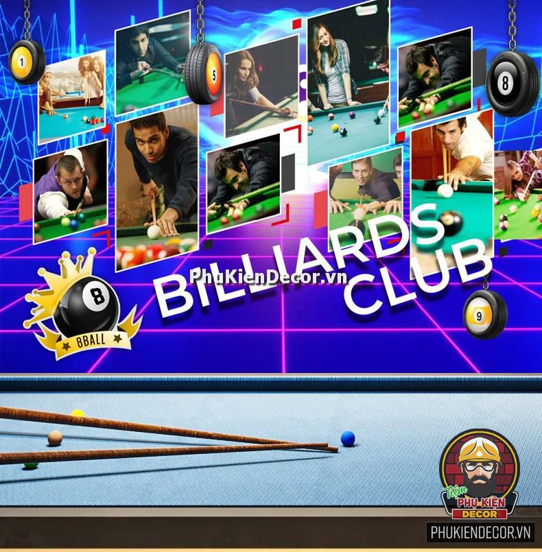 Tranh dán tường 3D Tiệm Bida kiểu Văn phòng phong cách Lịch sự Tranh dán tường 3D Tiệm Bida kiểu Văn phòng phong cách Lịch sự