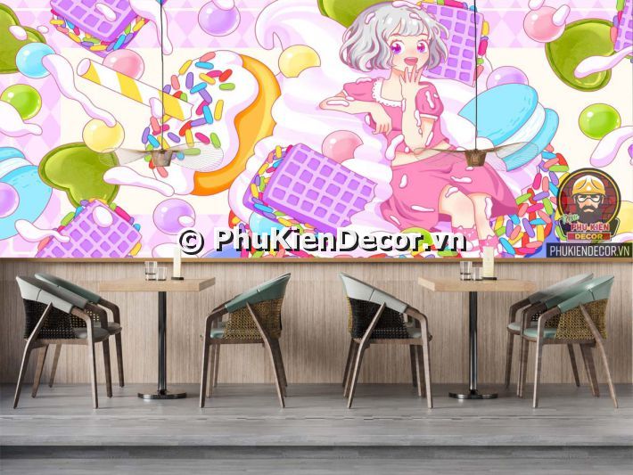 Sử dụng tranh dán tường 3D, giúp quán Kem mang lại không gian Hiện đại, nổi bật Sử dụng tranh dán tường 3D, giúp quán Kem mang lại không gian Hiện đại, nổi bật