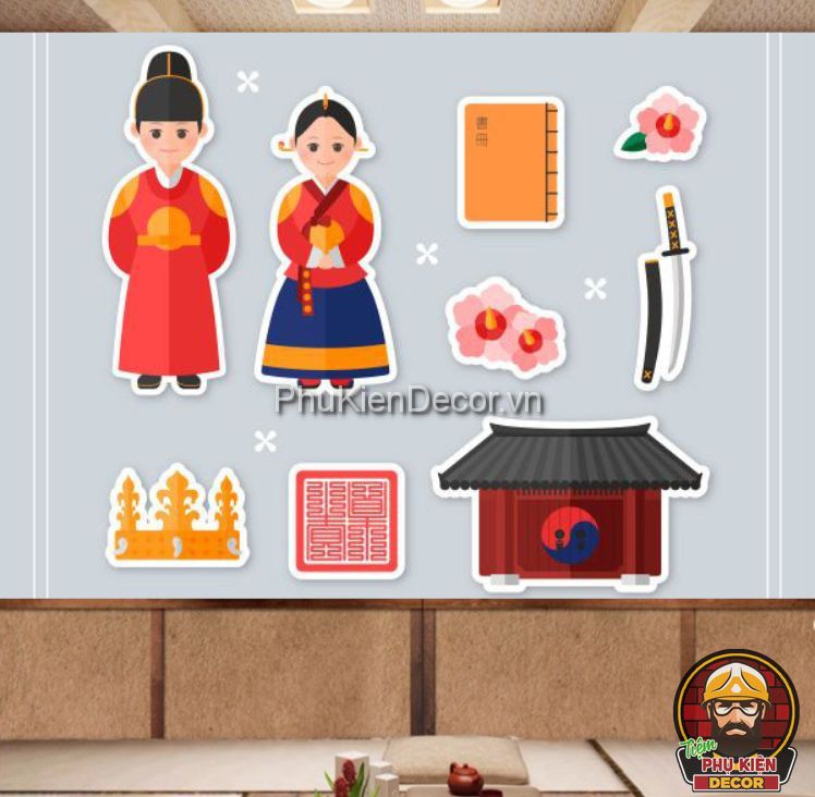 Tranh dán tường 3D phong cảnh và trang phục truyền thống Hàn Quốc Tranh dán tường 3D phong cảnh và trang phục truyền thống Hàn Quốc