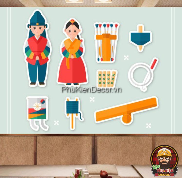 Tranh dán tường 3D phong cảnh và trang phục truyền thống Hàn Quốc Tranh dán tường 3D phong cảnh và trang phục truyền thống Hàn Quốc
