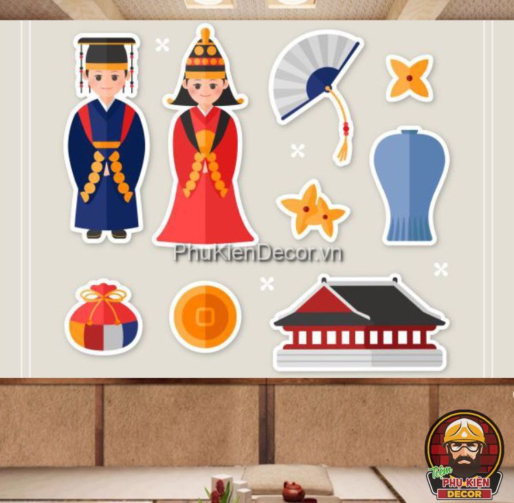 Tranh dán tường 3D phong cảnh và trang phục truyền thống Hàn Quốc Tranh dán tường 3D phong cảnh và trang phục truyền thống Hàn Quốc