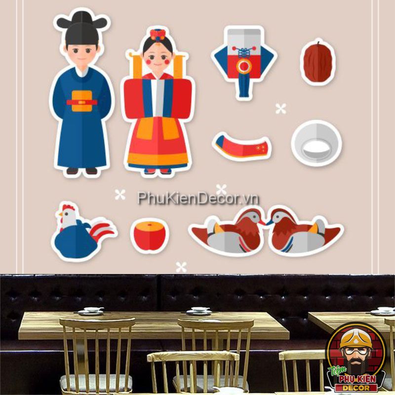 Tranh dán tường 3D phong cảnh và trang phục truyền thống Hàn Quốc Tranh dán tường 3D phong cảnh và trang phục truyền thống Hàn Quốc