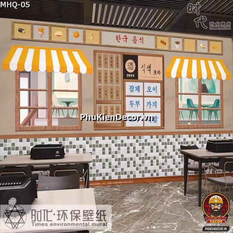 Tranh dán tường 3D trang trí Quán Hàn Quốc, rất phổ biến ở Việt Nam Tranh dán tường 3D trang trí Quán Hàn Quốc, rất phổ biến ở Việt Nam