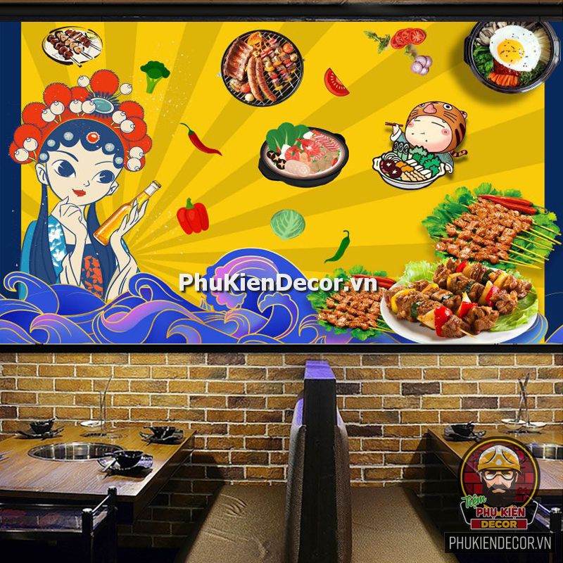 Tranh dán tường 3D trang trí quán Lẩu cô gái Hong Kong, phong cách Tuổi Teen Tranh dán tường 3D trang trí quán Lẩu cô gái Hong Kong, phong cách Tuổi Teen