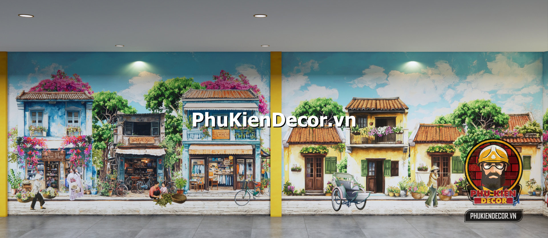 Tranh dán tường 3d phong cách Hà Nội,phố vắng ,mái cũ,người xưa Tranh dán tường 3d phong cách Hà Nội,phố vắng ,mái cũ,người xưa