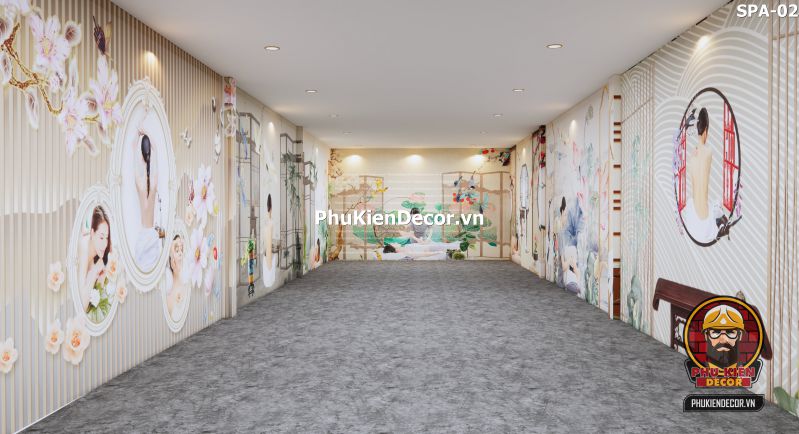 Tranh dán tường thiên nhiên 3D trang trí spa Tranh dán tường thiên nhiên 3D trang trí spa