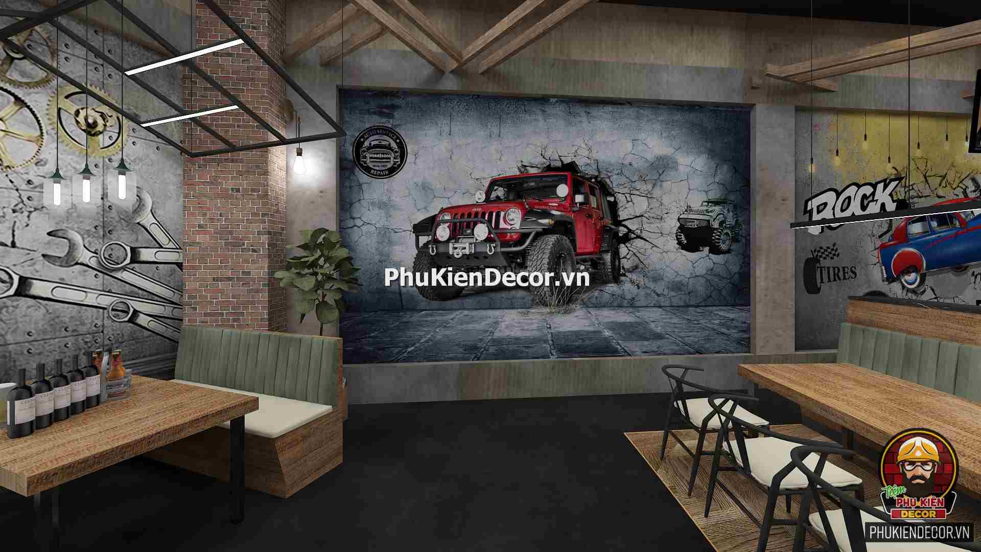 Tranh dán tường 3D Ô To cho tín đồ Đam mê Tốc độ, thích hợp Trang trí Nhà Hàng, Bar, Bia, Quán Nhậu Tranh dán tường 3D Ô To cho tín đồ Đam mê Tốc độ, thích hợp Trang trí Nhà Hàng, Bar, Bia, Quán Nhậu