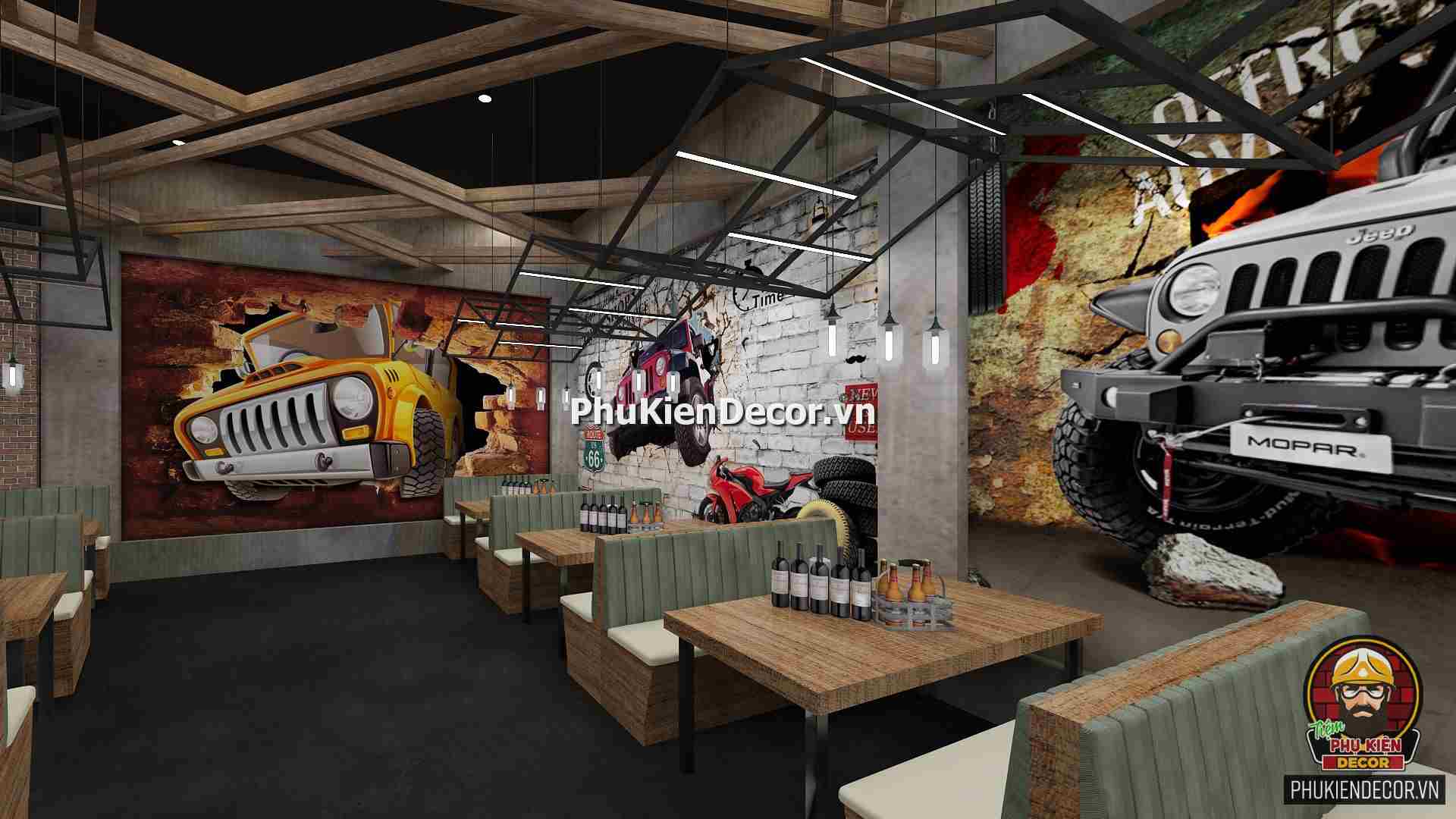 Tranh dán tường 3D Ô To cho tín đồ Đam mê Tốc độ, thích hợp Trang trí Nhà Hàng, Bar, Bia, Quán Nhậu Tranh dán tường 3D Ô To cho tín đồ Đam mê Tốc độ, thích hợp Trang trí Nhà Hàng, Bar, Bia, Quán Nhậu