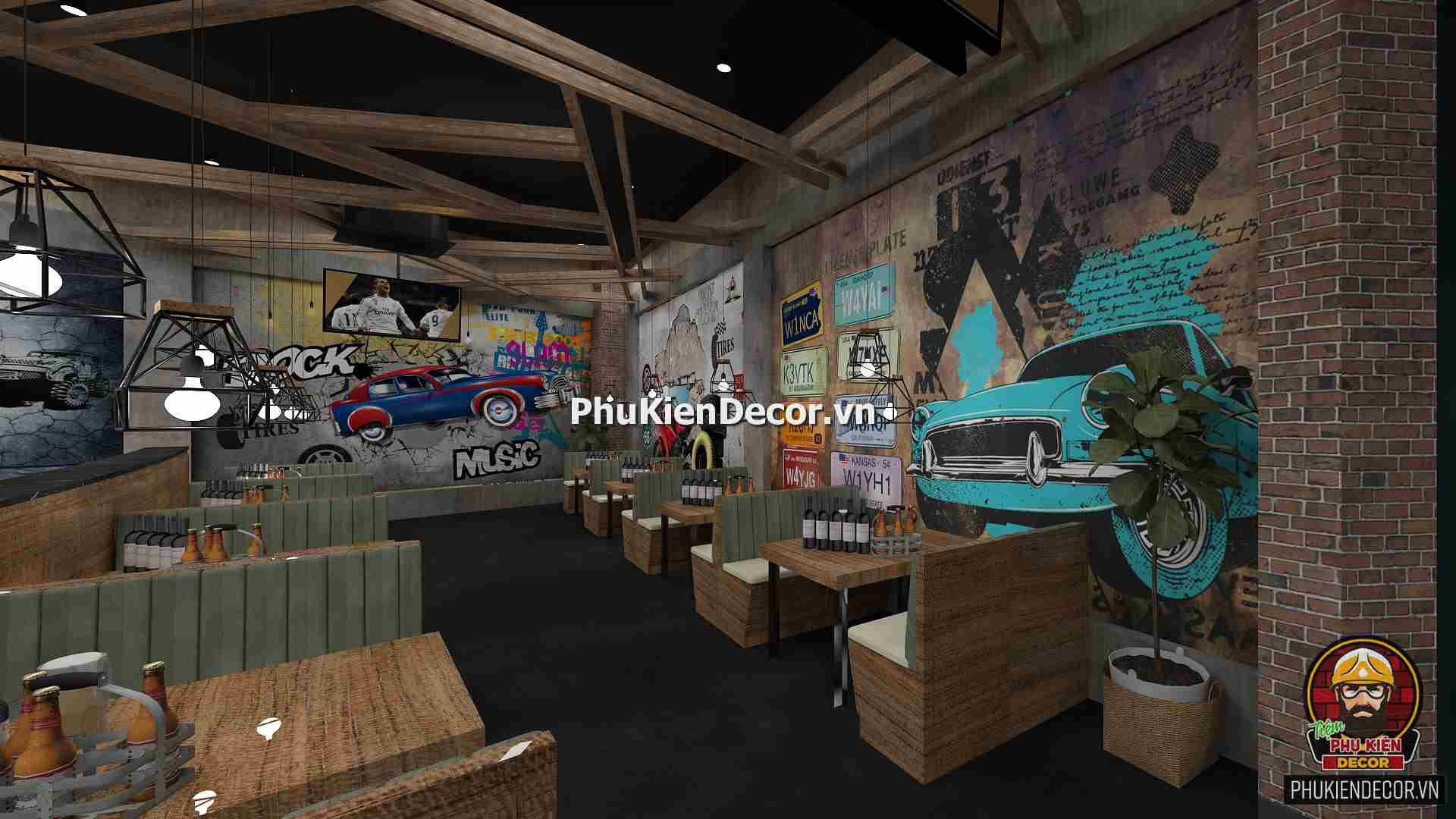 Tranh dán tường 3D Ô To cho tín đồ Đam mê Tốc độ, thích hợp Trang trí Nhà Hàng, Bar, Bia, Quán Nhậu Tranh dán tường 3D Ô To cho tín đồ Đam mê Tốc độ, thích hợp Trang trí Nhà Hàng, Bar, Bia, Quán Nhậu