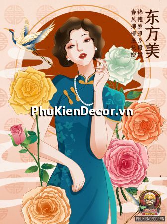 Tranh dán tường các cô gái xinh đẹp, quyến rũ trong bộ sườn xám truyền thống đẹp, ấn tượng Tranh dán tường các cô gái xinh đẹp, quyến rũ trong bộ sườn xám truyền thống đẹp, ấn tượng