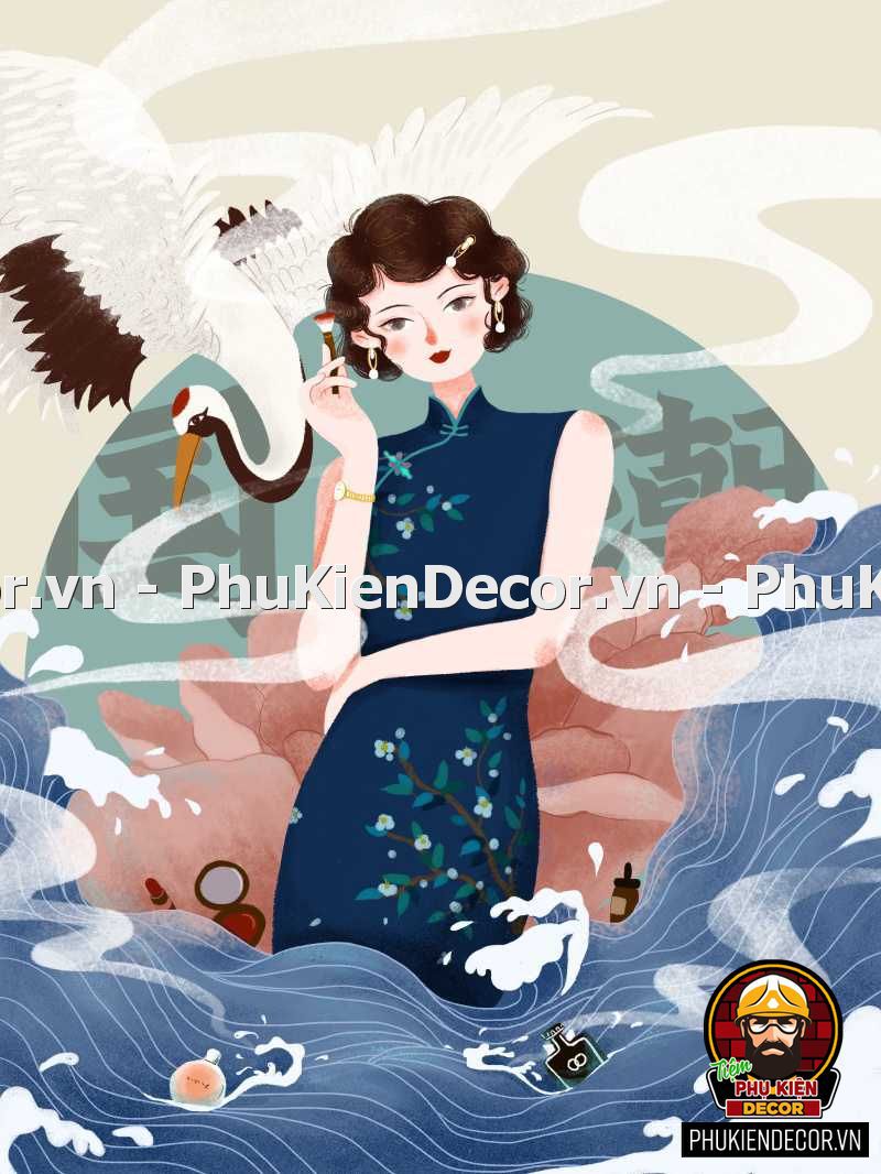 Tranh dán tường các cô gái xinh đẹp, quyến rũ trong bộ sườn xám truyền thống đẹp, ấn tượng Tranh dán tường các cô gái xinh đẹp, quyến rũ trong bộ sườn xám truyền thống đẹp, ấn tượng