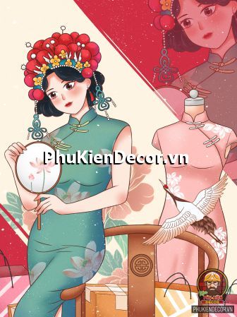 Tranh dán tường các cô gái xinh đẹp, quyến rũ trong bộ sườn xám truyền thống đẹp, ấn tượng Tranh dán tường các cô gái xinh đẹp, quyến rũ trong bộ sườn xám truyền thống đẹp, ấn tượng