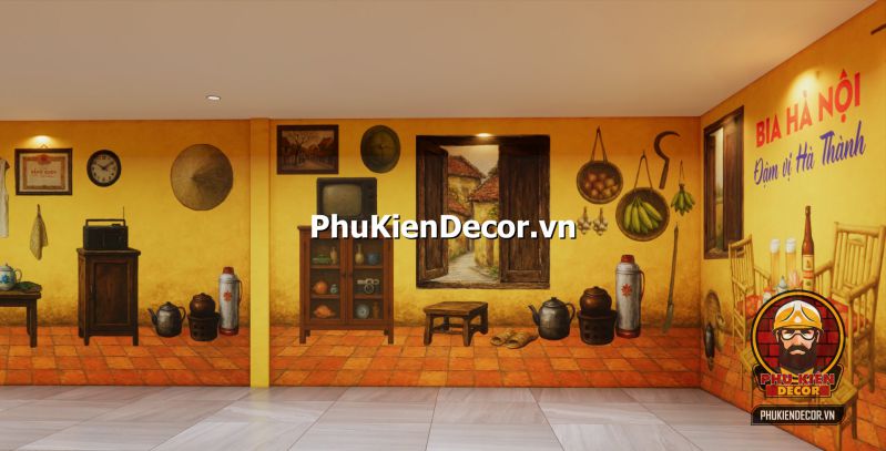 Trán dán tường cuộc sống sinh hoạt Hà Nội Tranh 3D Phố Cổ Hà Nội in UV khổ nhỏ, bố trí phù hợp cho quán nhỏ hoặc góc tường phụ, mang lại cảm giác gần gũi và sâu lắng.