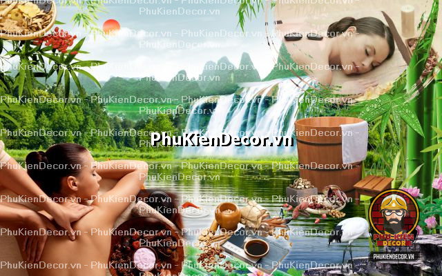Tranh dán tường 3D spa dưỡng sinh Tranh dán tường 3D spa dưỡng sinh
