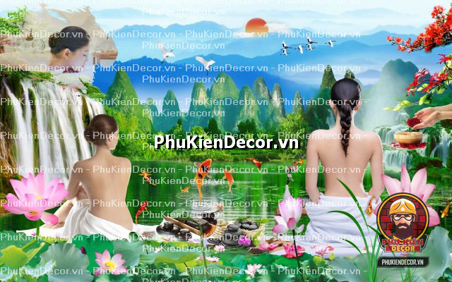 Trang trí tiệm spa đẹp với tranh 3D phong cảnh thiên nhiên Trang trí tiệm spa đẹp với tranh 3D phong cảnh thiên nhiên