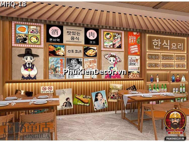 Tranh dán tường Hàn Quốc dành cho Quán BBQ - Lẩu Nướng Tranh dán tường Hàn Quốc dành cho Quán BBQ - Lẩu Nướng