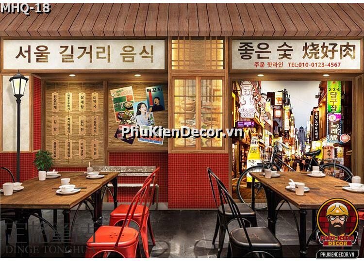 Tranh dán tường Hàn Quốc dành cho Quán BBQ - Lẩu Nướng Tranh dán tường Hàn Quốc dành cho Quán BBQ - Lẩu Nướng