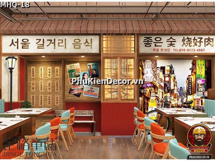 Tranh dán tường Hàn Quốc dành cho Quán BBQ - Lẩu Nướng Tranh dán tường Hàn Quốc dành cho Quán BBQ - Lẩu Nướng