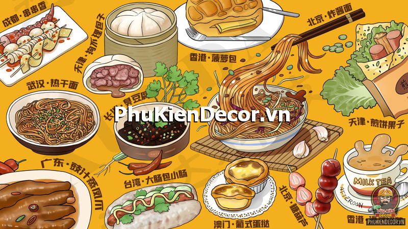 Tranh dán tường món ăn và văn hóa độc đáo, ấn tượng trong văn hóa Trung Quốc Tranh dán tường món ăn và văn hóa độc đáo, ấn tượng trong văn hóa Trung Quốc