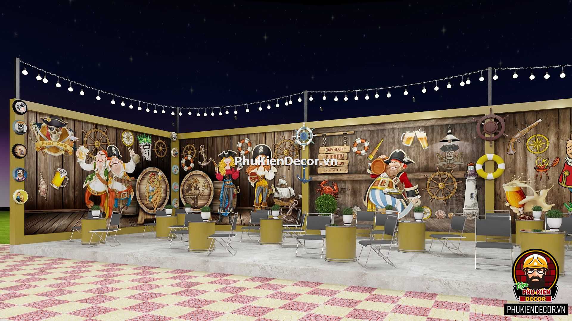 Tranh dán tường phong cách Cướp biển Caribe cho Quán Ăn, Quán nhậu, Nhà hàng, Quán Bia Tranh dán tường phong cách Cướp biển Caribe cho Quán Ăn, Quán nhậu, Nhà hàng, Quán Bia