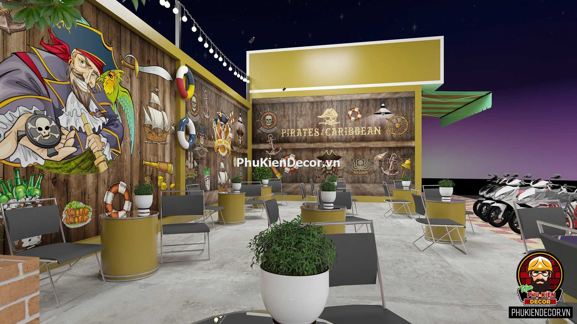 Tranh dán tường phong cách Cướp biển Caribe cho Quán Ăn, Quán nhậu, Nhà hàng, Quán Bia Tranh dán tường phong cách Cướp biển Caribe cho Quán Ăn, Quán nhậu, Nhà hàng, Quán Bia