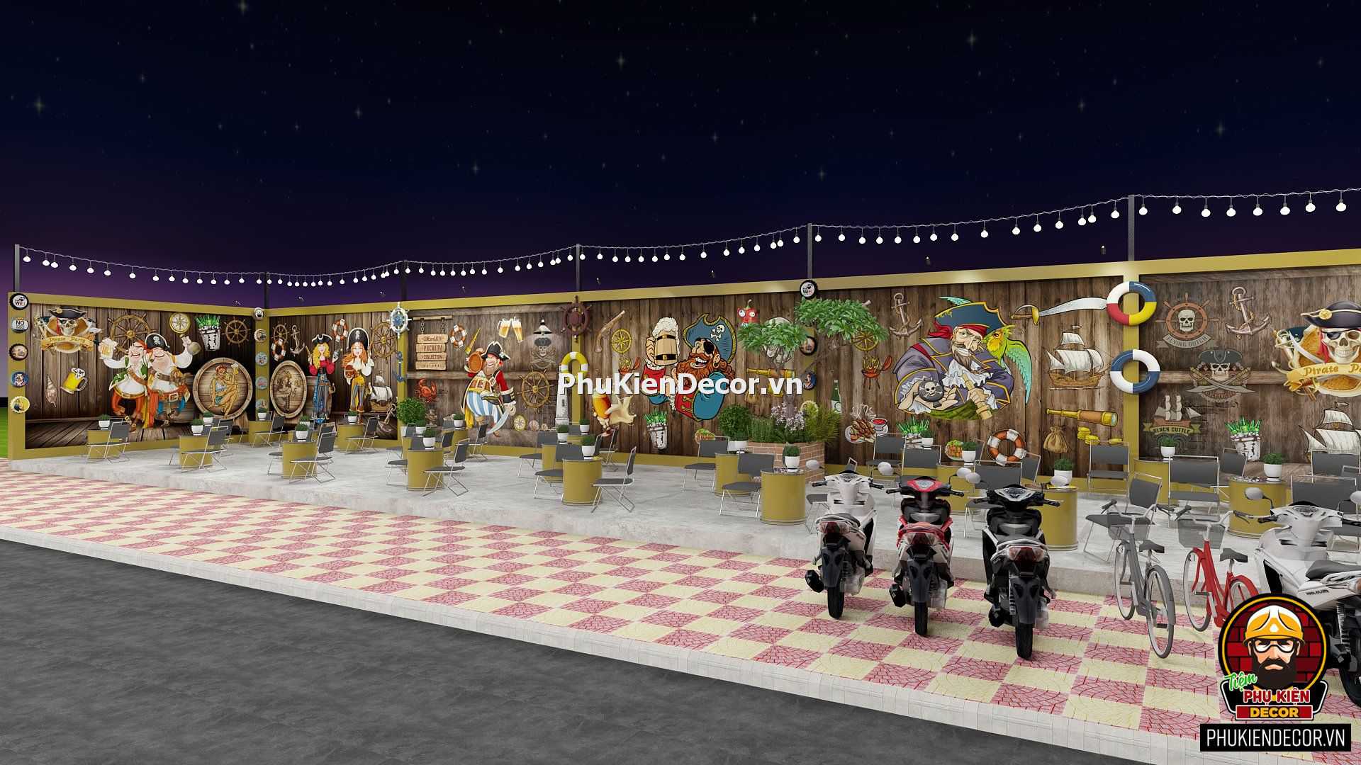 Tranh dán tường phong cách Cướp biển Caribe cho Quán Ăn, Quán nhậu, Nhà hàng, Quán Bia Tranh dán tường phong cách Cướp biển Caribe cho Quán Ăn, Quán nhậu, Nhà hàng, Quán Bia