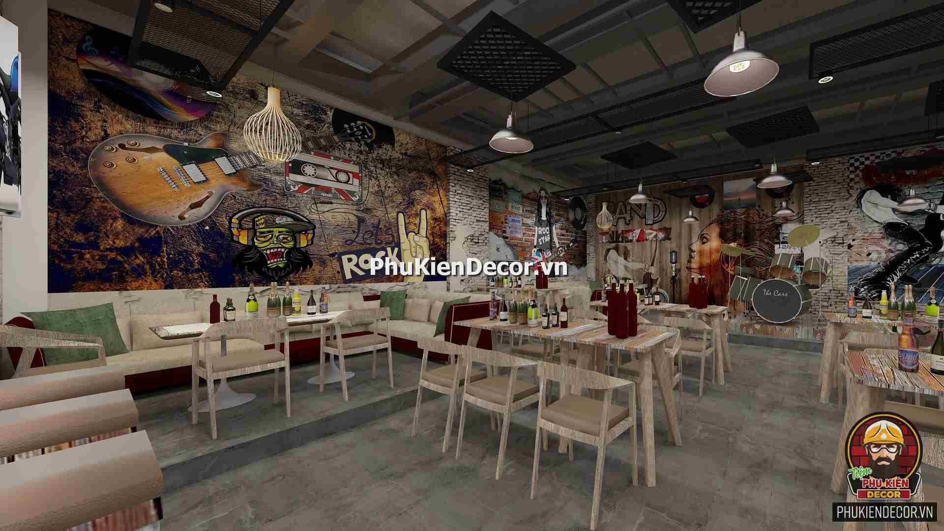 Tranh dán tường 3D nhạc Rock phong cách mạnh mẽ và đầy cá tính Tranh dán tường 3D nhạc Rock phong cách mạnh mẽ và đầy cá tính