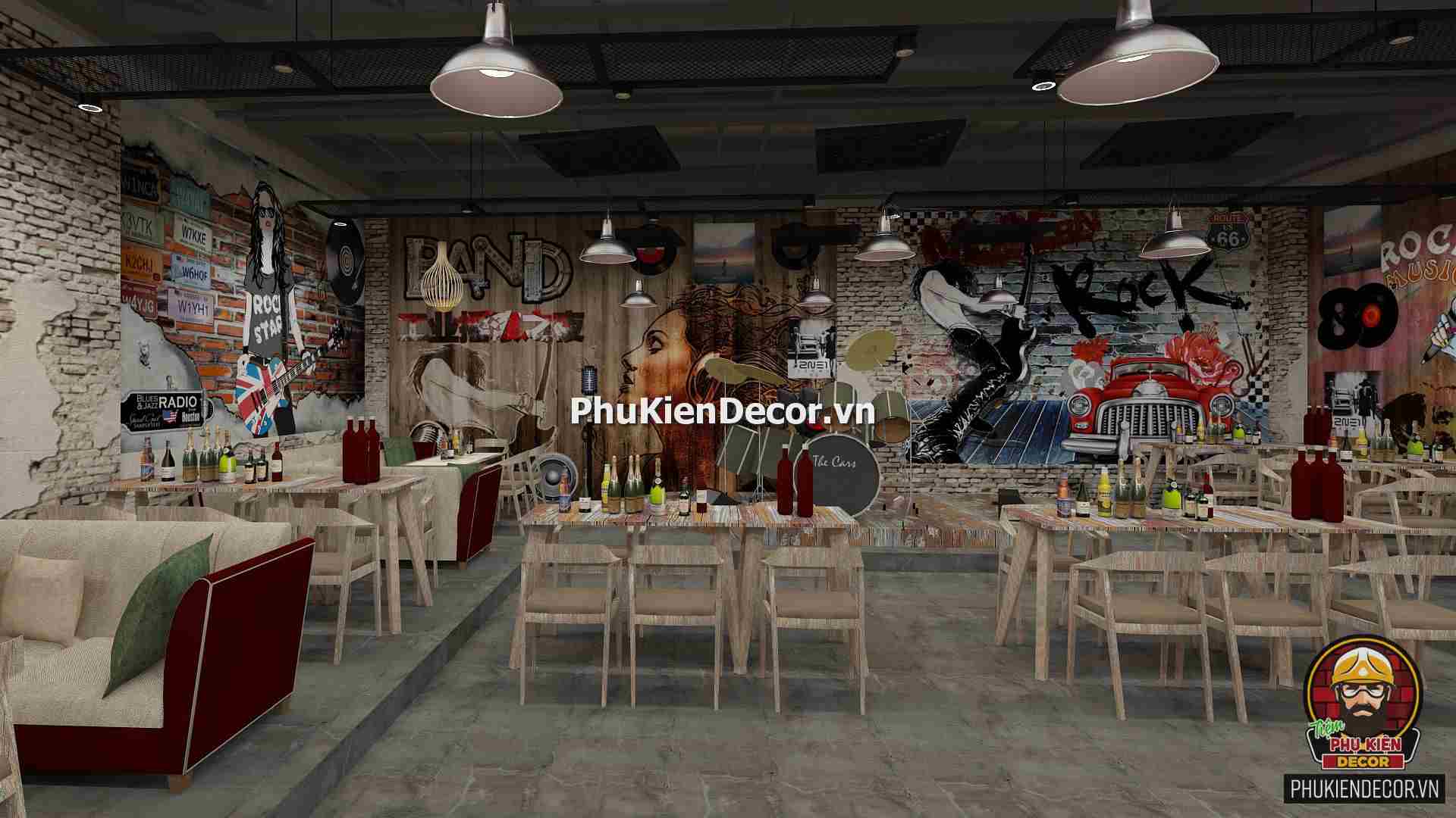 Tranh dán tường 3D nhạc Rock phong cách mạnh mẽ và đầy cá tính Tranh dán tường 3D nhạc Rock phong cách mạnh mẽ và đầy cá tính