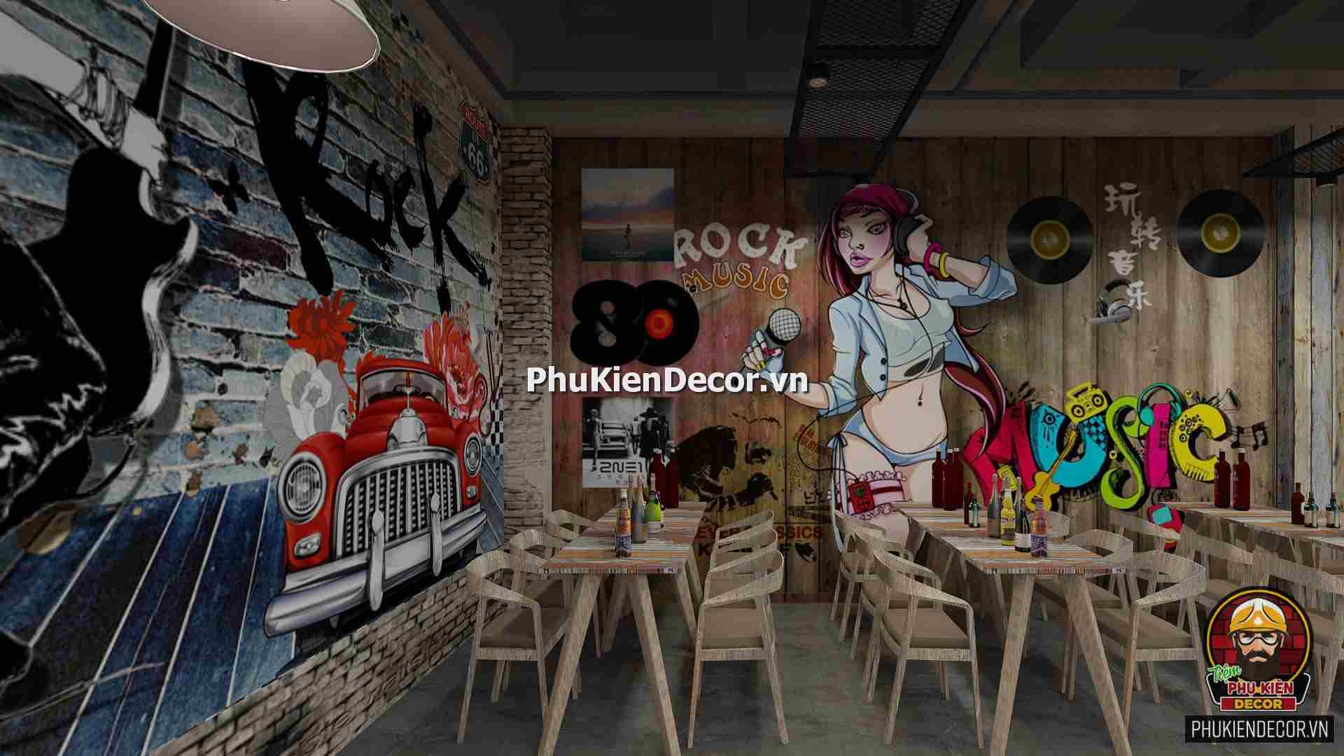 Tranh dán tường 3D nhạc Rock phong cách mạnh mẽ và đầy cá tính Tranh dán tường 3D nhạc Rock phong cách mạnh mẽ và đầy cá tính