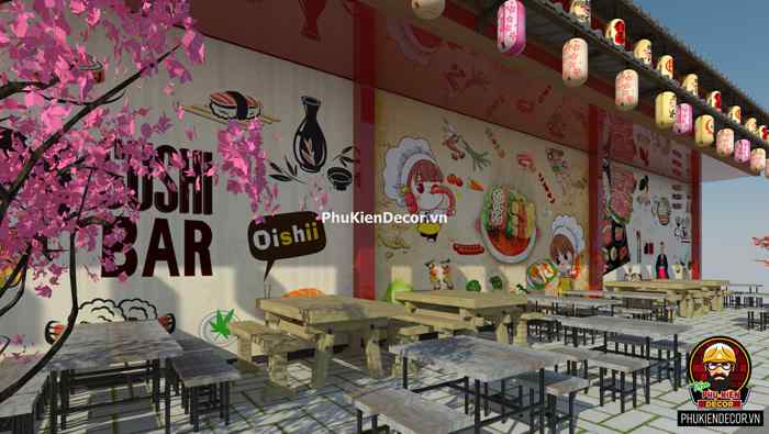 Tranh dán tường phong cách Nhật Bản quán ăn, nhà hàng, quán nhậu+ Tranh dán tường phong cách Nhật Bản quán ăn, nhà hàng, quán nhậu+