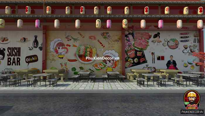Tranh dán tường phong cách Nhật Bản quán ăn, nhà hàng, quán nhậu+ Tranh dán tường phong cách Nhật Bản quán ăn, nhà hàng, quán nhậu+