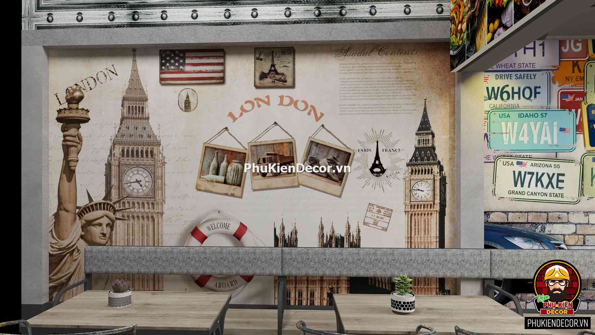 Tranh dán tường quán A8nm Nhà hàng phong cảnh Thành phố Châu Âu Tranh dán tường quán A8nm Nhà hàng phong cảnh Thành phố Châu Âu