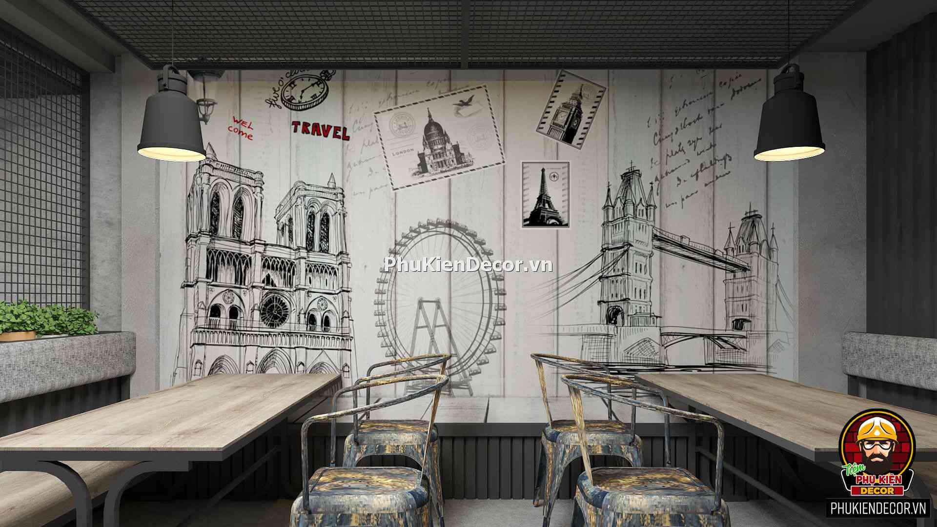 Tranh dán tường quán A8nm Nhà hàng phong cảnh Thành phố Châu Âu Tranh dán tường quán A8nm Nhà hàng phong cảnh Thành phố Châu Âu