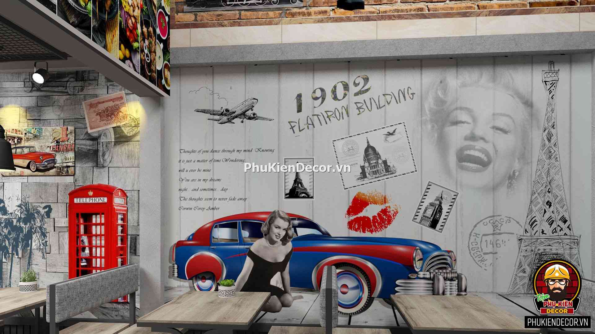 Tranh dán tường quán A8nm Nhà hàng phong cảnh Thành phố Châu Âu Tranh dán tường quán A8nm Nhà hàng phong cảnh Thành phố Châu Âu