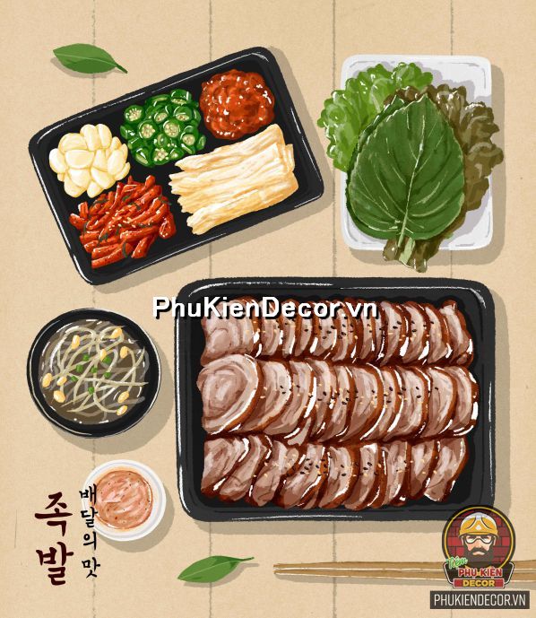 Tranh canvas treo tường, tranh dán tường 3d quán ăn phong cách Korea Tranh canvas treo tường, tranh dán tường 3d quán ăn phong cách Korea