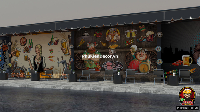 Tranh dán tường quán Ăn, quán Bia vui nhộn, hài hước Tranh dán tường quán Ăn, quán Bia vui nhộn, hài hước