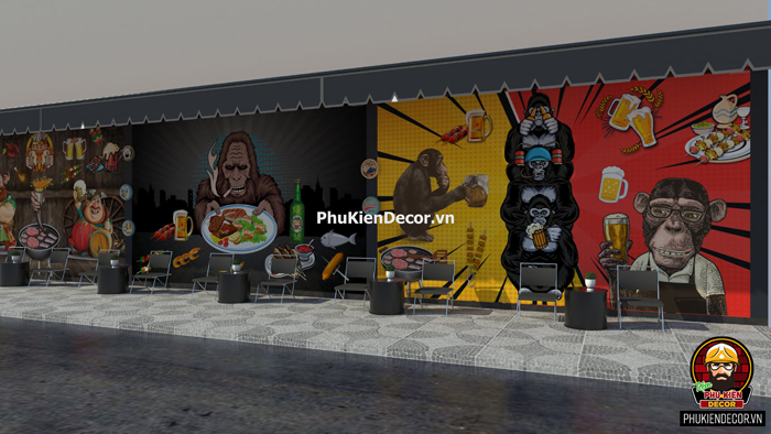 Tranh dán tường quán Ăn, quán Bia vui nhộn, hài hước Tranh dán tường quán Ăn, quán Bia vui nhộn, hài hước