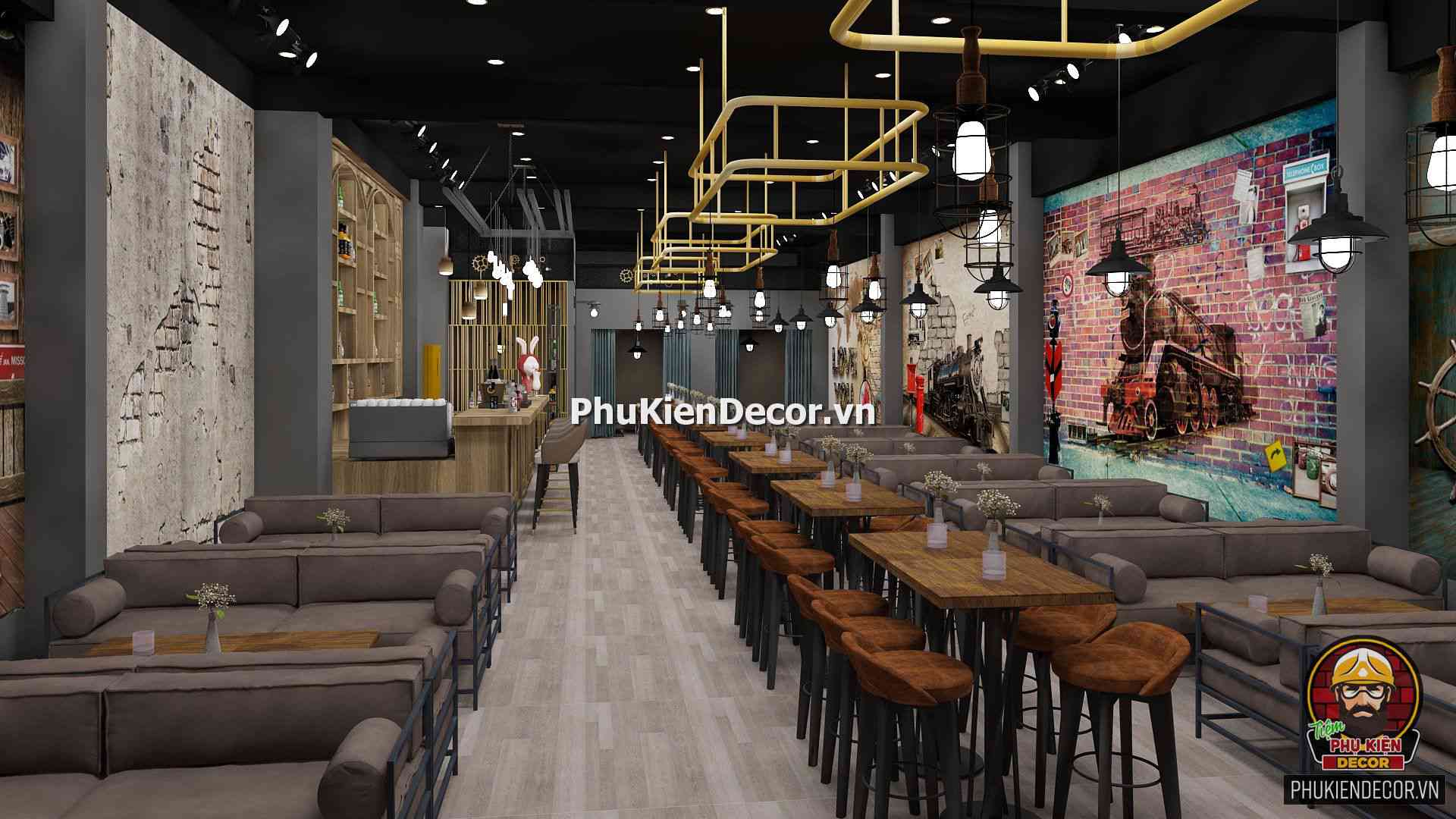 Tranh dán tường Quán Bia, Bar, Pub đương đại, ấn tượng Tranh dán tường Quán Bia, Bar, Pub đương đại, ấn tượng