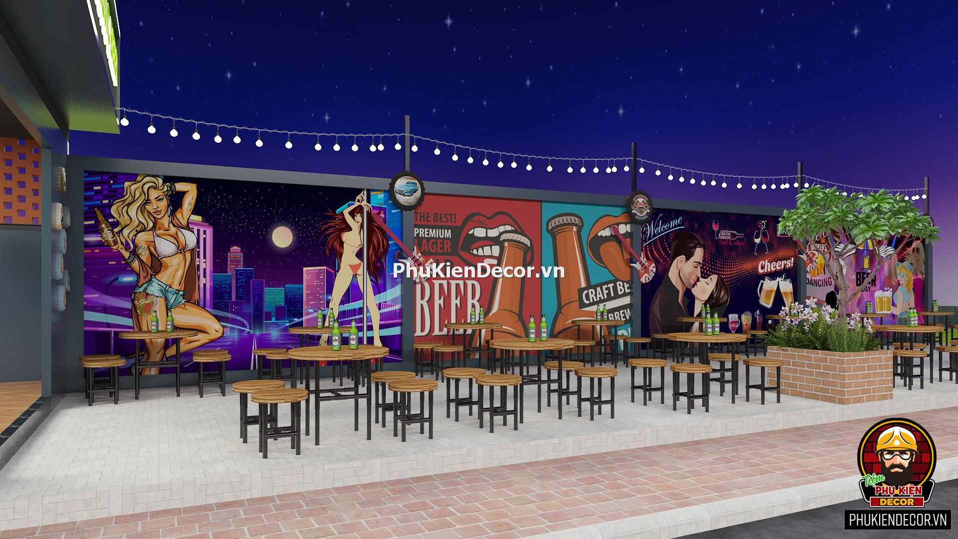 Tranh dán tường quán Bia, Quán Nhậu Bar Pub theo phong cách độc đáo Tranh dán tường quán Bia, Quán Nhậu Bar Pub theo phong cách độc đáo