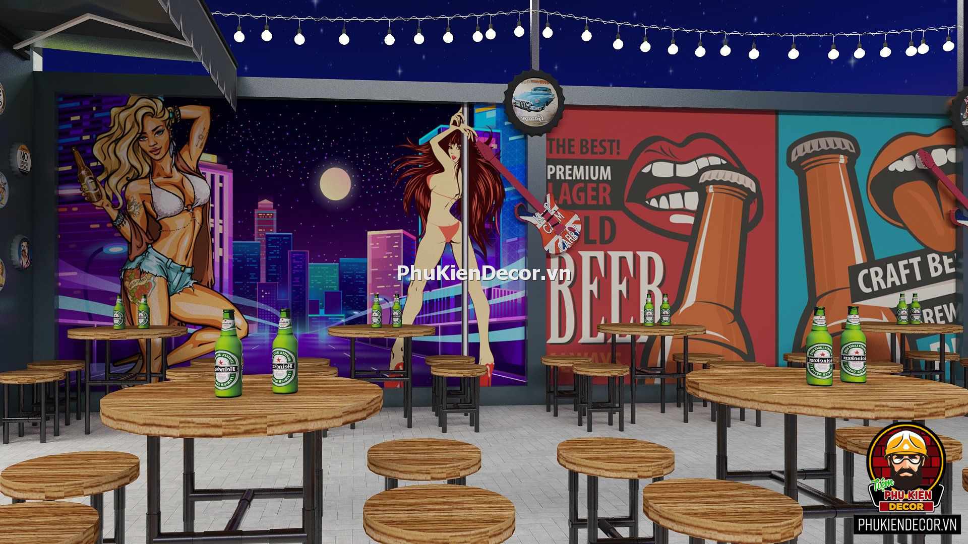 Tranh dán tường quán Bia, Quán Nhậu Bar Pub theo phong cách độc đáo Tranh dán tường quán Bia, Quán Nhậu Bar Pub theo phong cách độc đáo