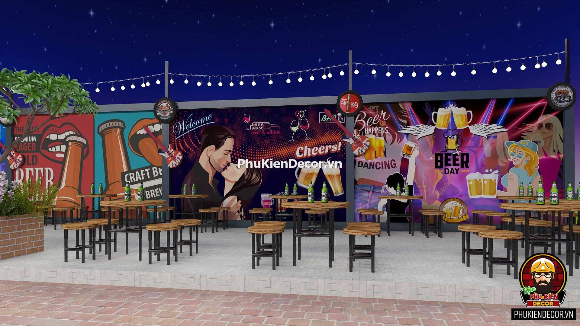 Tranh dán tường quán Bia, Quán Nhậu Bar Pub theo phong cách độc đáo Tranh dán tường quán Bia, Quán Nhậu Bar Pub theo phong cách độc đáo