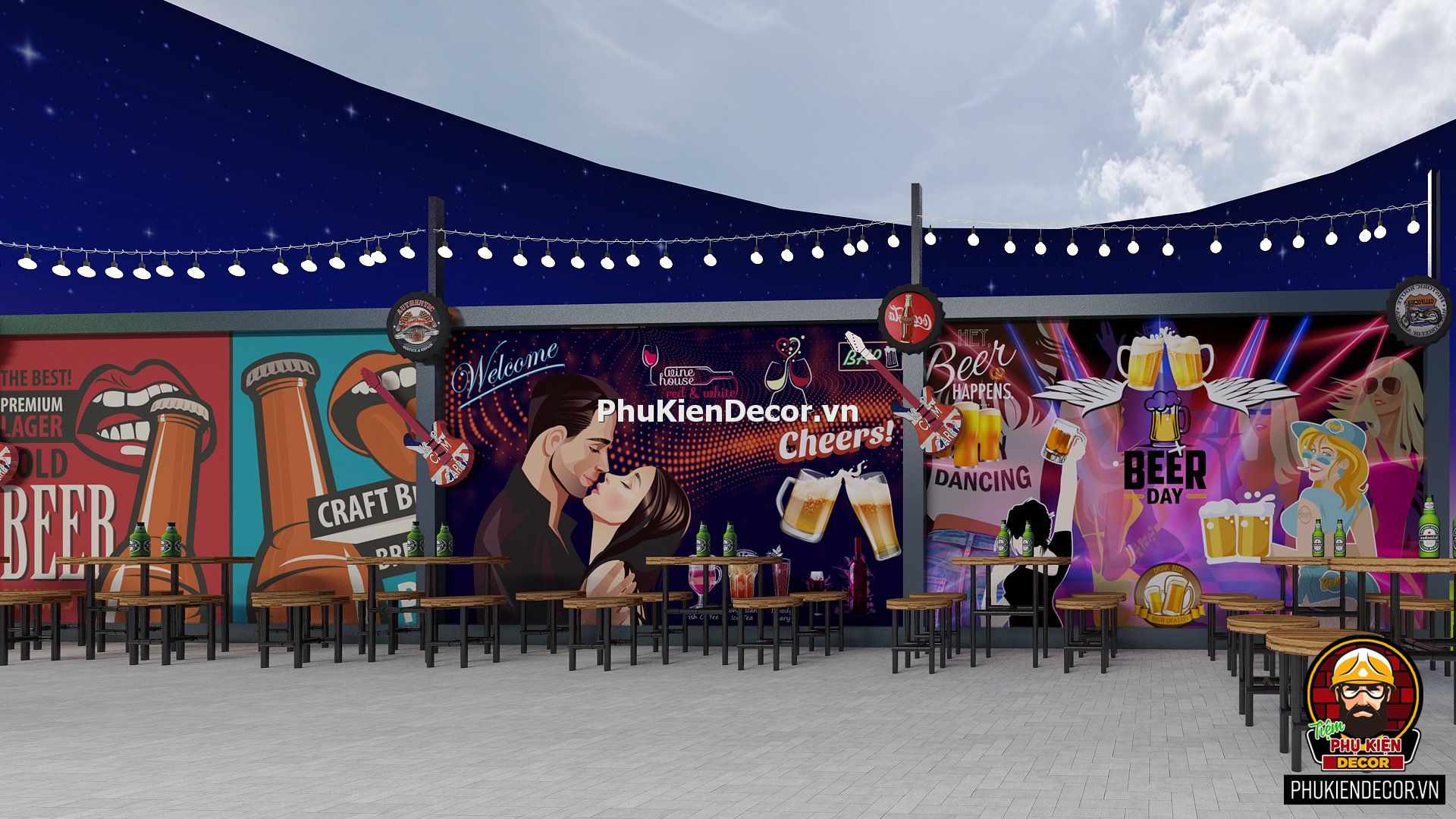 Tranh dán tường quán Bia, Quán Nhậu Bar Pub theo phong cách độc đáo Tranh dán tường quán Bia, Quán Nhậu Bar Pub theo phong cách độc đáo