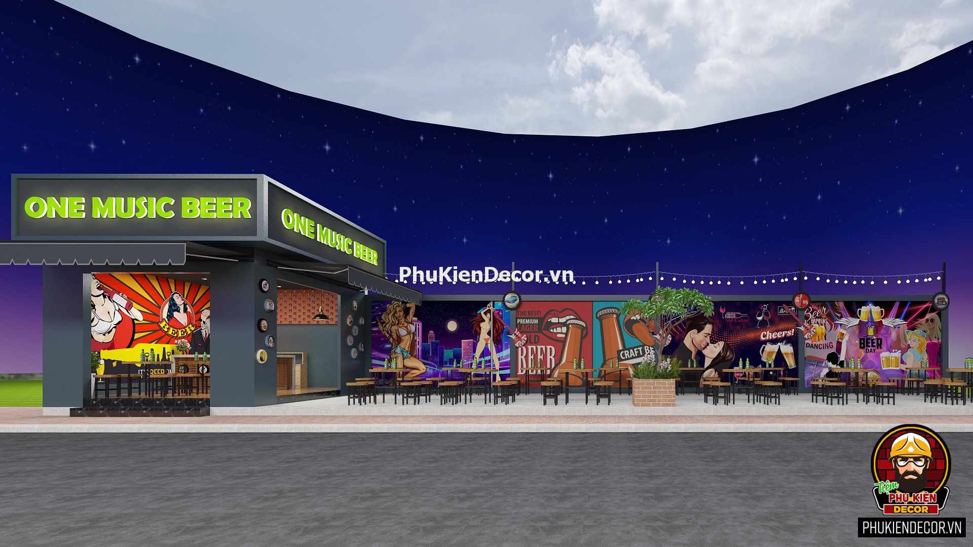 Tranh dán tường quán Bia, Quán Nhậu Bar Pub theo phong cách độc đáo Tranh dán tường quán Bia, Quán Nhậu Bar Pub theo phong cách độc đáo