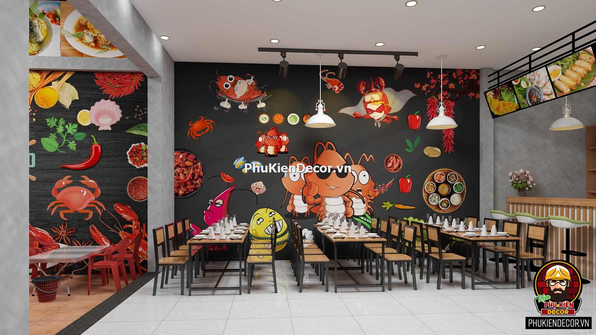 Tranh dán tường quán Nhậu, Hải sản, Lẩu Ốc đẹp Tranh dán tường quán Nhậu, Hải sản, Lẩu Ốc đẹp