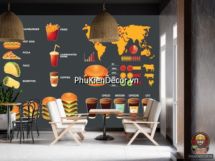 Sử dụng tranh dán tường thức ăn nhanh phong cách Châu Âu  Sử dụng tranh dán tường thức ăn nhanh phong cách Châu Âu