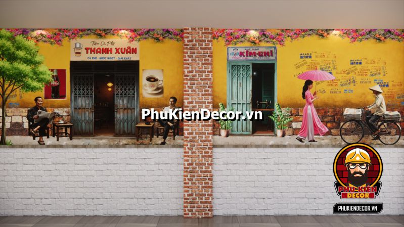 Tranh dán tường 3D chủ đề Sài Gòn xưa Bộ tranh dán tường 3D chủ đề Sài Gòn xưa in UV sắc nét.